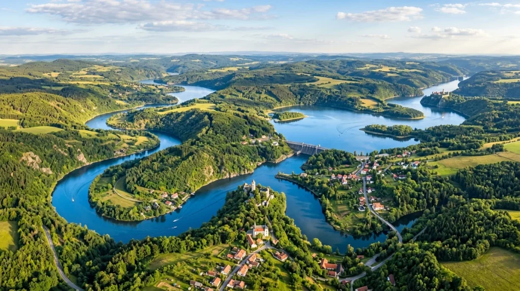 Mapa vodních toků a ploch v ČR: Hydrologická mapa řek, přehrad, rybníků a povodí